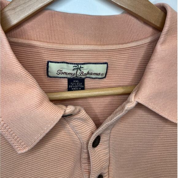 Tommy Bahama Men's peachy Silk Blend Polo Shirt Size 2XL Golf Resort Preppy - Picture 3 of 5